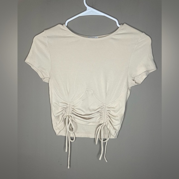 Princess Polly Cream Ruched Women Crop Top Size 6 - Picture 1 of 4
